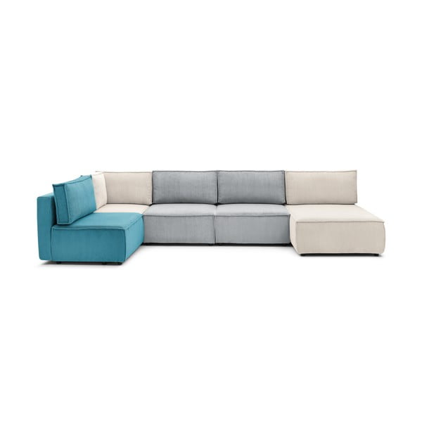 Kampinė sofa iš kordinio velveto („U“ formos/kintama) Nihad modular – Bobochic Paris-image-3