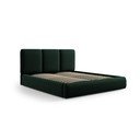 Iš aksomo dvigulė lova tamsiai žalios spalvos audiniu dengta su sandėliavimo vieta su lovos grotelėmis 180x200 cm Brody – Mazzini Beds