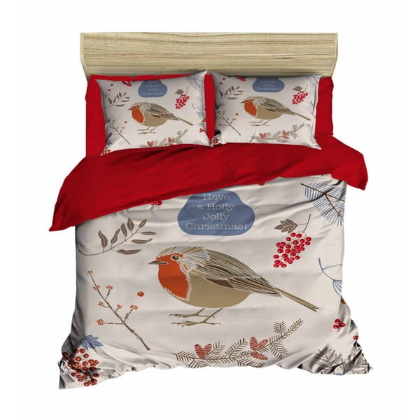 Dvigulės lovos patalynės ir paklodžių rinkinys "Birds Red Big", 200 x 220 cm