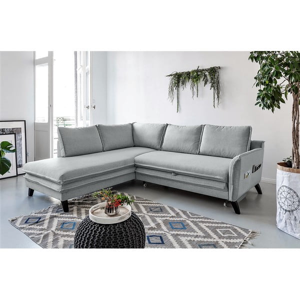 Šviesiai pilka kampinė sofa-lova Miuform Charming Charlie L, kairysis kampas-image-4