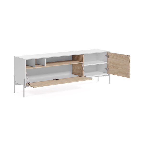 Balta TV spintelė iš uosio medienos Kave Home Marielle, plotis 187 cm-image-2