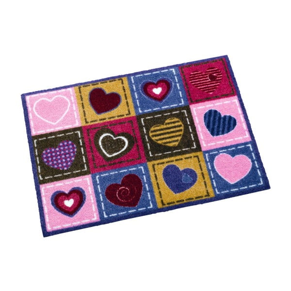 Violetinės ir rožinės spalvos kilimas "Zala Living Hearts", 50x70 cm
