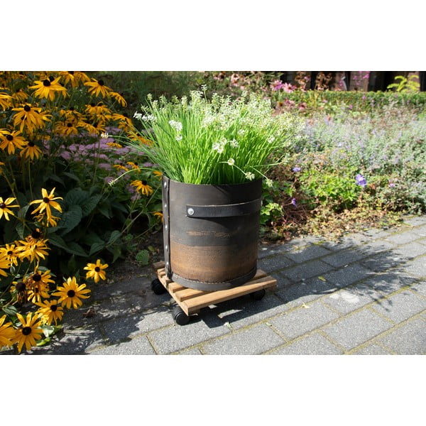 Iš medžio mobilus stovas gėlių vazonui (aukštis 8 cm) Indoor & Outdoor – Esschert Design-image-1