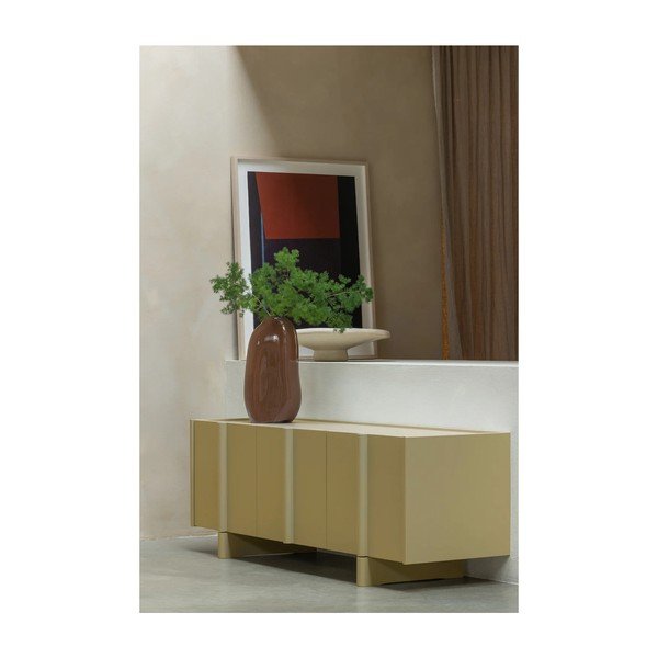 Žalios spalvos TV spintelė iš pušies masyvo 152x53x46 cm Basu – WOOOD-image-1