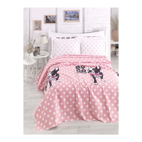 Lengva dvigulė lovatiesė Boston Pink, 200 x 235 cm