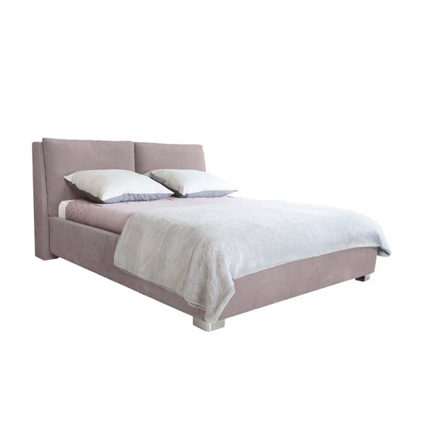 Šviesiai rožinė dvigulė lova Mazzini Beds Vicky, 140 x 200 cm