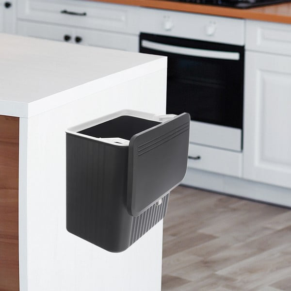 Juodos spalvos iš plastiko šiukšliadėžė 13 l – Orion-image-2