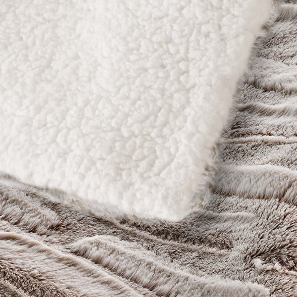 Smėlio spalvos iš mikropliušo antklodė ir pledas 180x220 cm Lynx – douceur d'intérieur-image-4