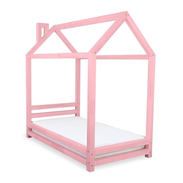 Vaikiška rožinė eglės lova "Benlemi Happy", 80 x 160 cm
