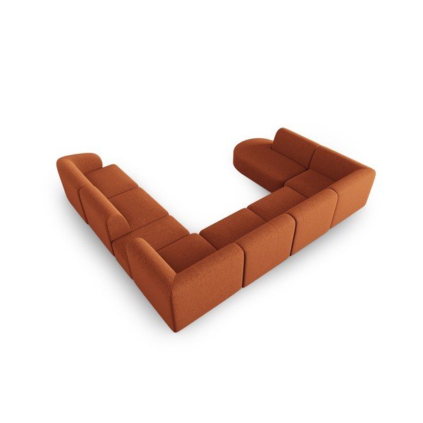 Terakotos spalvos iš šenilinio audinio kampinė sofa (su dešiniuoju kampu/„U“ formos) Paolo – Milo Casa-image-3