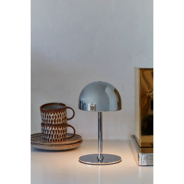 Sidabrinės spalvos stalinis šviestuvas LED su nuotolinio valdymo funkcija (aukštis 22 cm) su metaliniu gaubtu Tim – Sirius-image-4