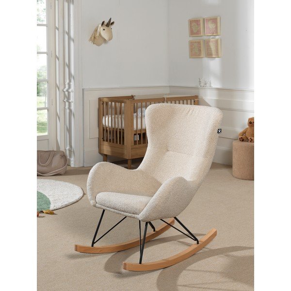 Smėlio spalvos iš boucle supamasis vaikiškas krėslas Rocky – Vipack-image-1