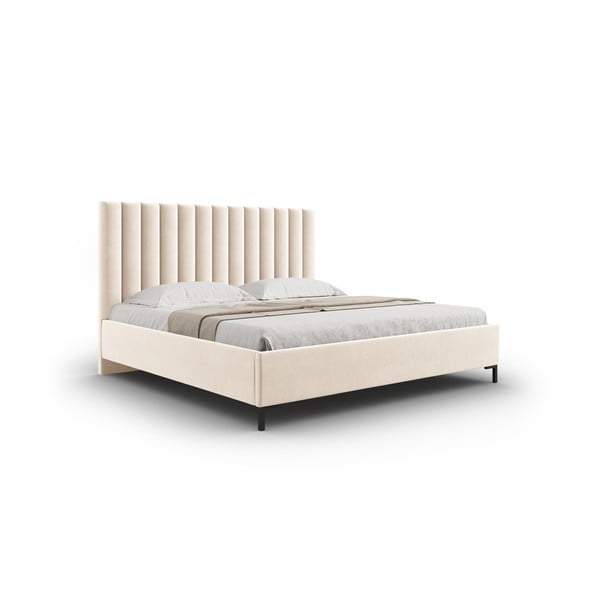 Dvigulė lova smėlio spalvos audiniu dengta su sandėliavimo vieta su lovos grotelėmis 180x200 cm Casey – Mazzini Beds-image-2