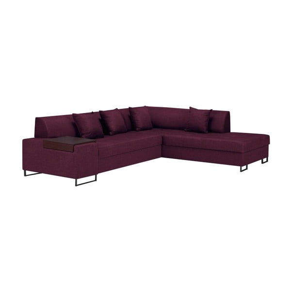 Violetinė kampinė sofa-lova su juodomis kojomis "Cosmopolitan Design Orlando", dešinysis kampas