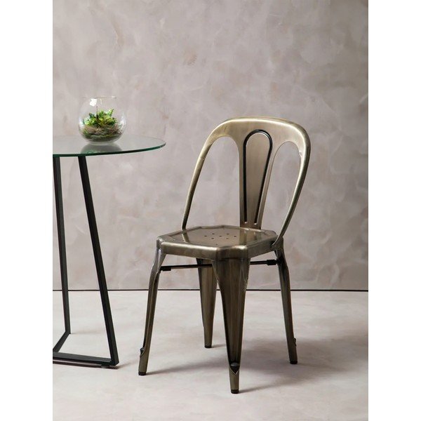 Žalvario spalvos iš metalo valgomojo kėdė Grange – Premier Housewares-image-1