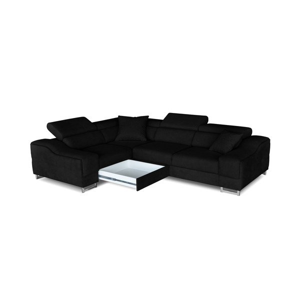 Juoda kampinė sofa-lova "Windsor & Co. Sofos "Kappa", kairysis kampas-image-4