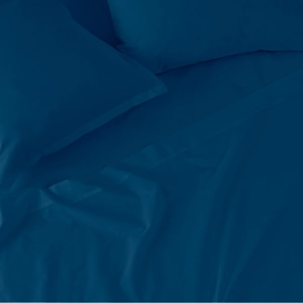 Tamsiai mėlyna grynos medvilnės elastinė paklodė Happy Friday Basic, 90 x 200 cm-image-2