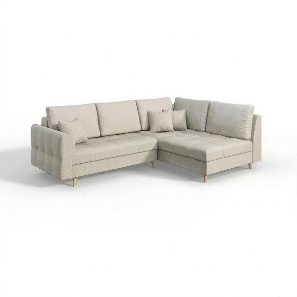 Kreminės spalvos kampinė sofa (dešinysis kampas) Ariella - Ropez