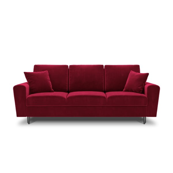 Raudonos spalvos iš velveto sulankstoma/su sandėliavimo vieta sofa 235 cm Kyoto – Cosmopolitan Design