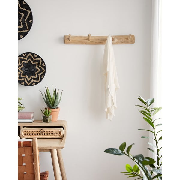 Natūralios spalvos iš tikmedžio masyvo sieninė lentyna 63 cm Gaillech – Kave Home-image-1