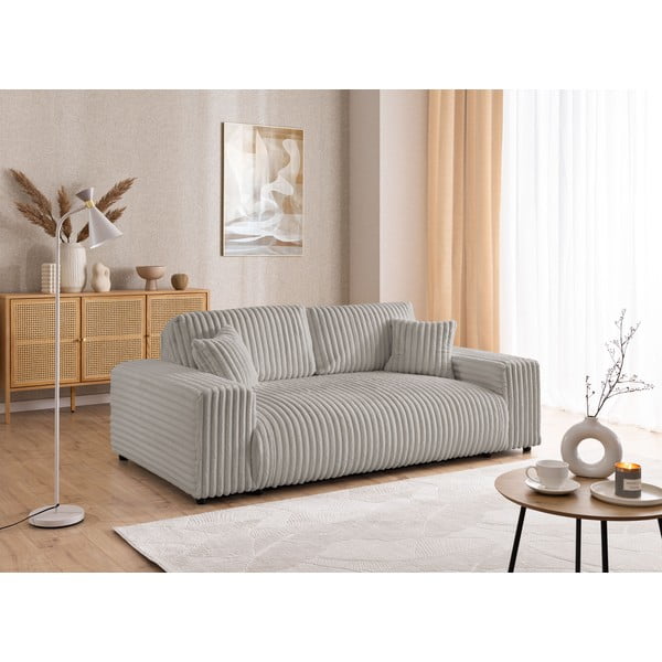 Šviesiai pilkos spalvos iš kordinio velveto sofa 213 cm Justin – Ropez-image-4
