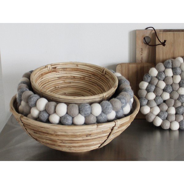 Šviesiai pilkos ir baltos spalvų vilnos kamuoliukų krepšys Wooldot Ball Basket, ⌀ 28 cm-image-2
