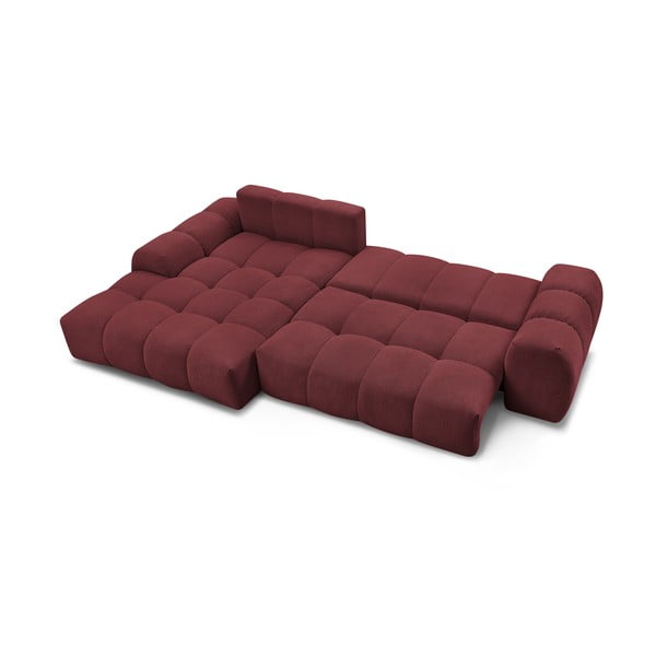 Bordo spalvos iš šenilinio audinio sulankstoma/su sandėliavimo vieta kampinė sofa (su kairiuoju kampu/su gultu) Everest – Bobochic Paris-image-4