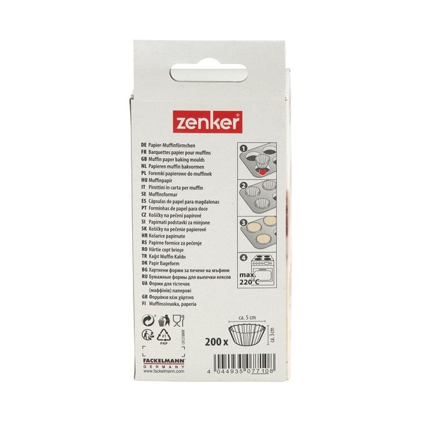 200 baltų popierinių kepimo indelių rinkinys Zenker Muffin, ø 5 cm-image-2