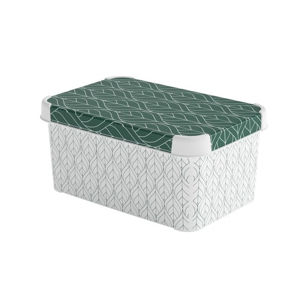 Baltos spalvos/žalios spalvos iš plastiko daiktadėžė su dangčiu 29,5x19,5x13,5 cm S – Curver
