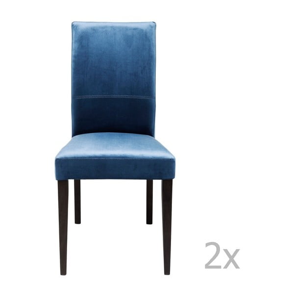 2 mėlynų valgomojo kėdžių su buko medienos kojomis rinkinys Kare Design Mara