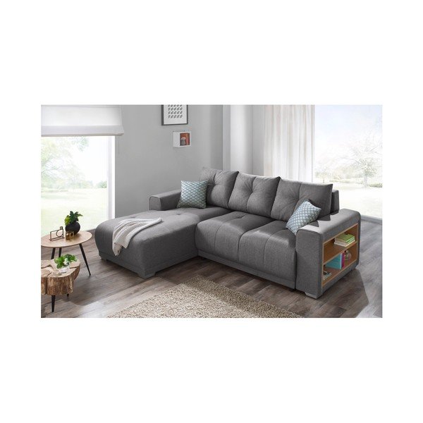 "Bobochic Paris Lisbona" pilka sofa-lova su laikymo vieta porankyje, kairysis kampas-image-3