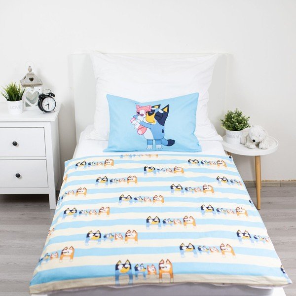 Mėlynos spalvos iš medvilnės vaikiška patalynė vaikiškai lovai 100x135 cm Bluey – Jerry Fabrics-image-2
