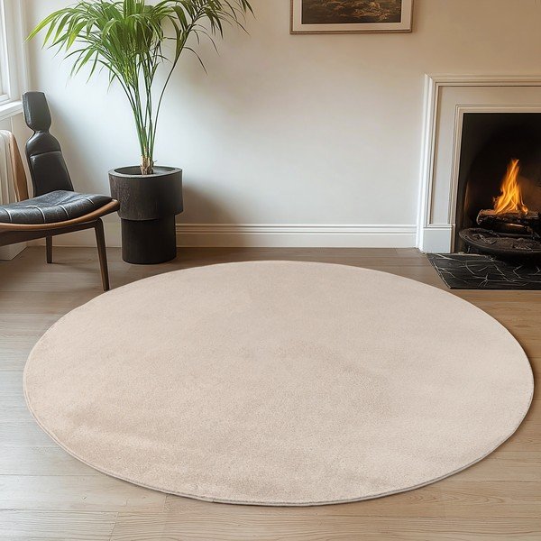 Skalbiamas kreminės spalvos apvalios formos kilimas ø 160 cm Joy – Ayyildiz Carpets-image-1
