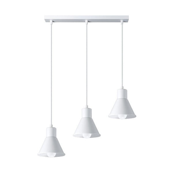 Baltas pakabinamas šviestuvas su metaliniu gaubtu 45x14 cm Martina - Nice Lamps