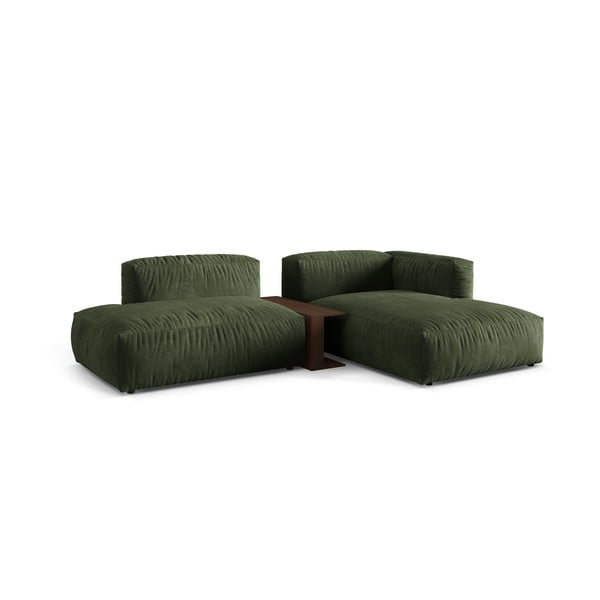 Žalios spalvos iš velveto modulinė kampinė sofa (su dešiniuoju kampu/su gultu) Martina – Micadoni -image-2