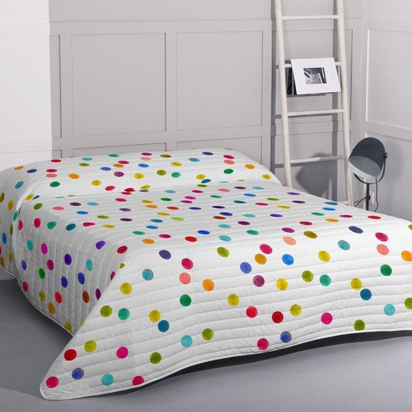 Dygsniuota lovatiesė iš medvilnės baltos spalvos 240x260 cm Confetti – Happy Friday-image-1