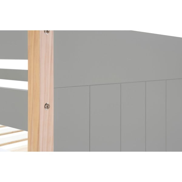 Pilka vaikiška dviaukštė lova su pušies medienos kojomis Marckeric Kiara, 90 x 190 cm-image-1