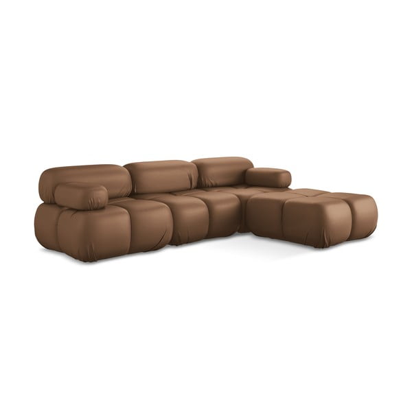 Rudos spalvos iš dirbtinės odos modulinė kampinė sofa Lokua – Makamii-image-3