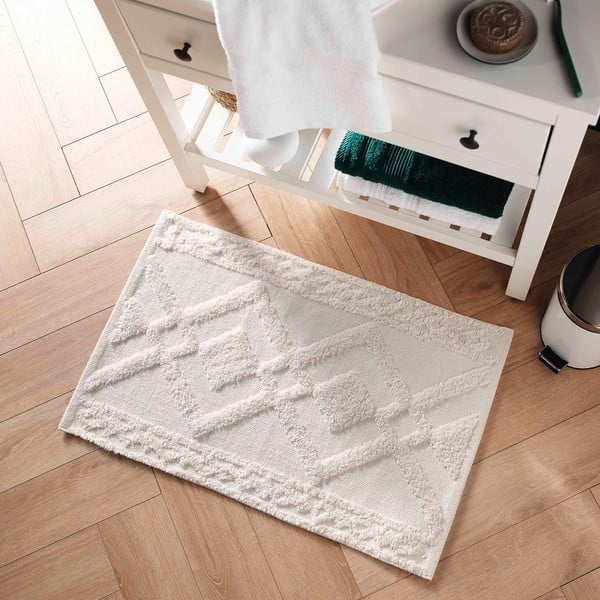 Baltos spalvos vonios kilimėlis 50x80 cm Gladis – douceur d'intérieur-image-1