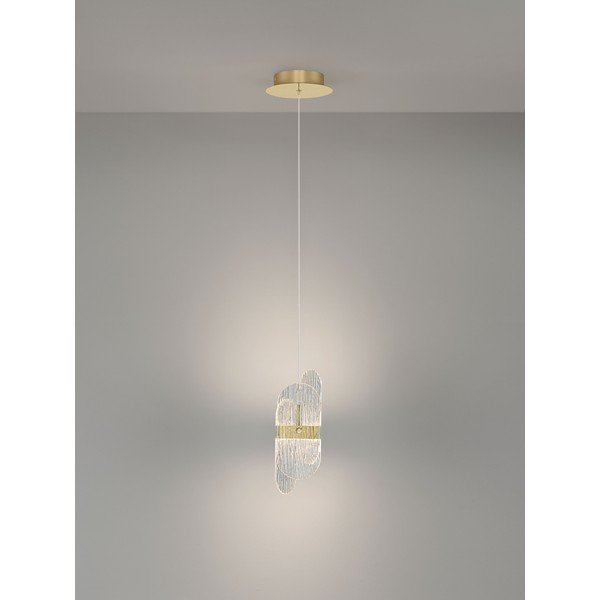 Žalvario spalvos iš metalo kabantis šviestuvas LED su pritemdymo funkcija ø 14 cm su stiklo gaubtu Lucien – Nova Luce-image-4