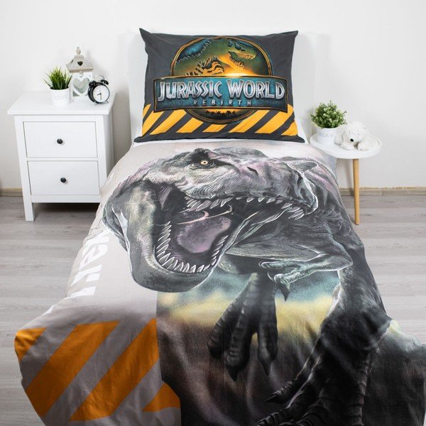 Iš medvilnės viengulė vaikiška patalynė 140x200 cm Jurassic World "T-Rex" – Jerry Fabrics-image-1