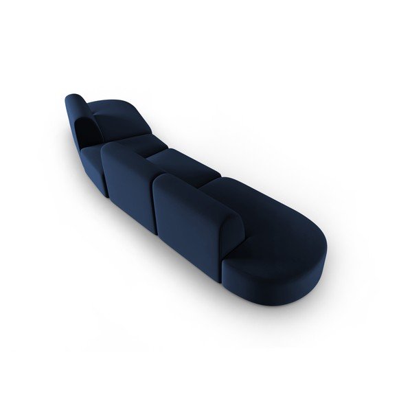 Mėlynos spalvos iš velveto sofa su dešiniuoju kampu 428 cm Paolo – Milo Casa-image-3