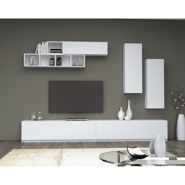 Baltas TV staliukas 140x40 cm Dona - Gauge Concept
