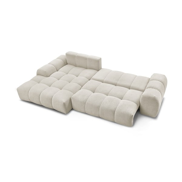Baltos spalvos iš šenilinio audinio sulankstoma/su sandėliavimo vieta kampinė sofa (su kairiuoju kampu/su gultu) Everest – Bobochic Paris-image-4