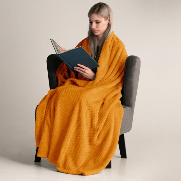 Oranžinis mikropluošto pledas DecoKing Henry, 220 x 240 cm-image-1