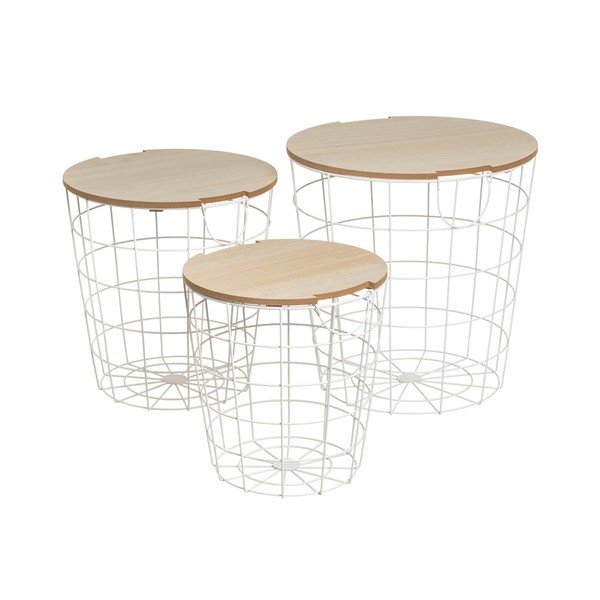 Apvalios formos šoniniai stalai 3 vnt. 39x39 cm – Casa Selección