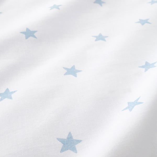 Baltos spalvos/mėlynos spalvos iš medvilnės viengulė vaikų patalynė su guma 90x190 cm Mini Star & Stripes – Bianca-image-2