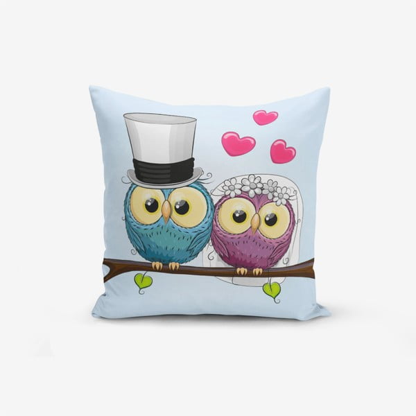 Minimalistiniai pagalvėlių užvalkalai Fall In Love Owls, 45 x 45 cm