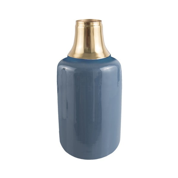 Mėlyna vaza su aukso detalėmis PT LIVING Shine, aukštis 33 cm