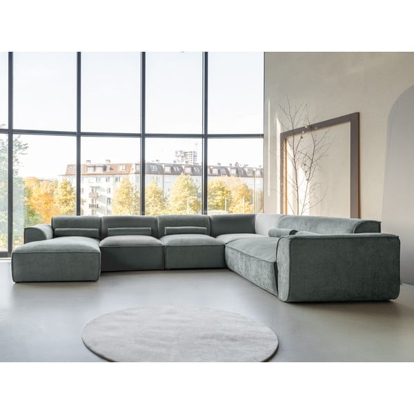 Kampinė sofa šviesiai žalios spalvos (su dešiniuoju kampu/„U“ formos) Flex Felix – Miuform-image-1
